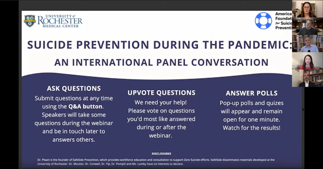 Suicide prevention during the pandemic opening slide