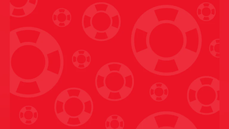 Dark red background with pale red lifesaver symbols.