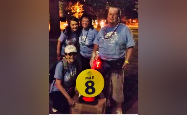 Group in front of mile marker 8