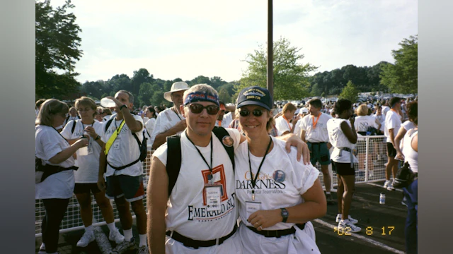 Man and woman smiling