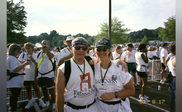 Man and woman smiling