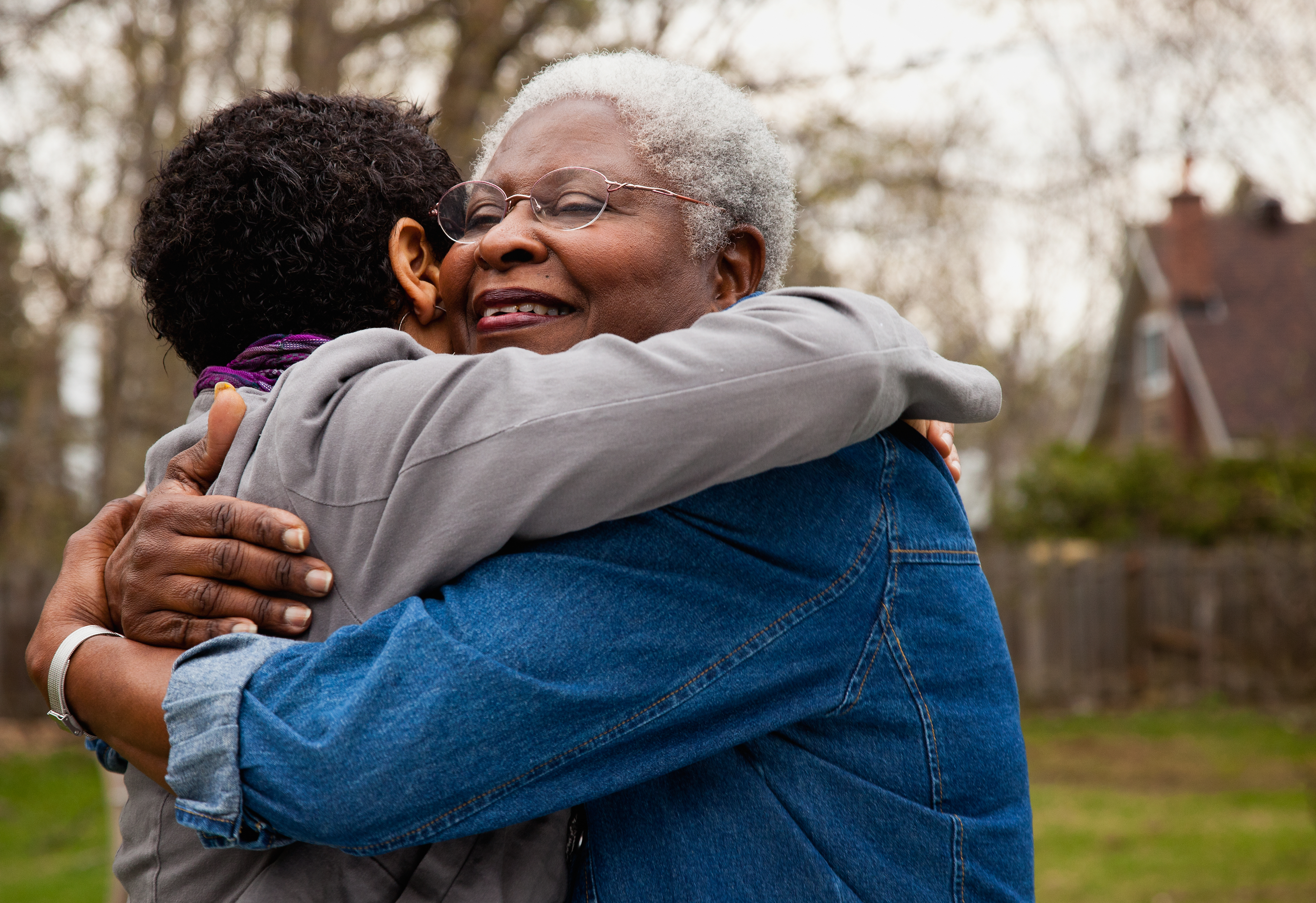 Older woman hugging