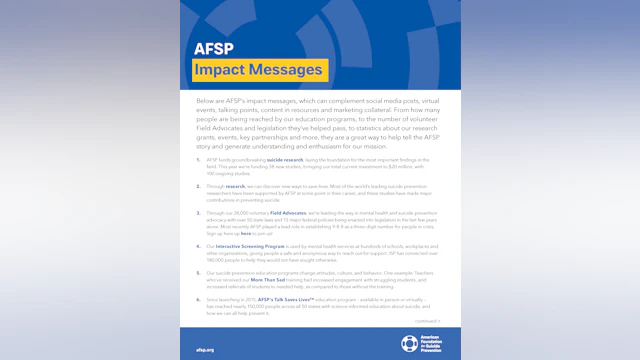 AFSP Impact Messages