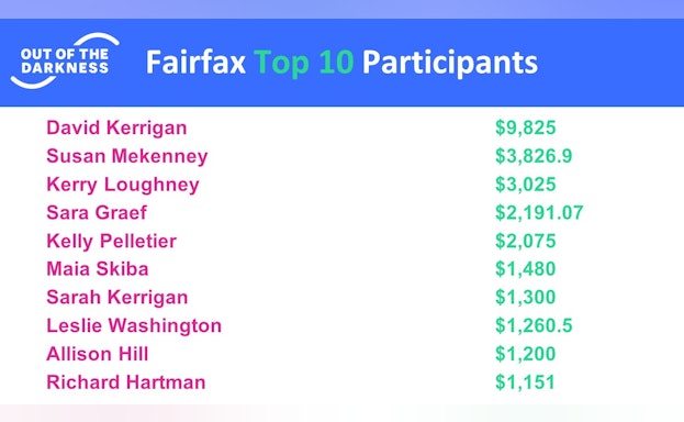 2020 Fairfax OOTD Top Fundraisers