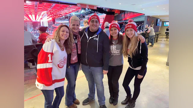 Group of AFSP volunteers at Detroit Red Wings game