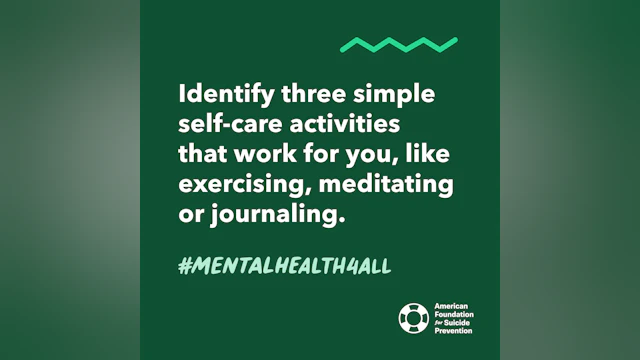 #MentalHealth4All action - Identify three simple self-care activities that work for you, like exercising, meditating or journaling
