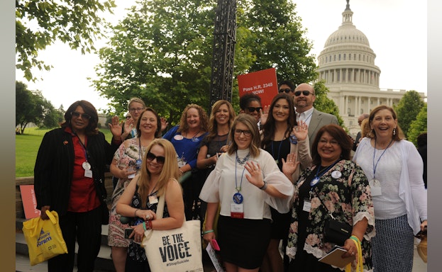 Group of advocates in front of capitol