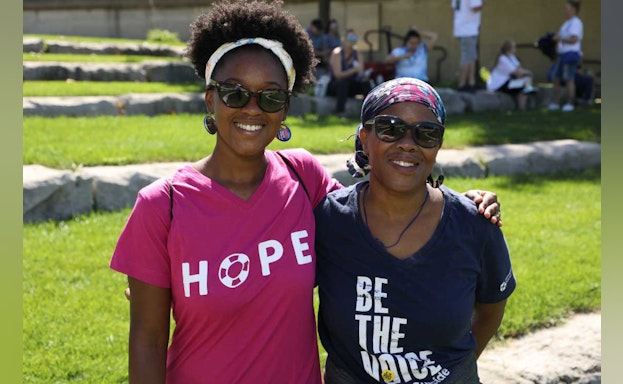 Women smiling at a walk