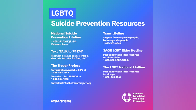 LGBTQ+ Suicide Prevention Resources