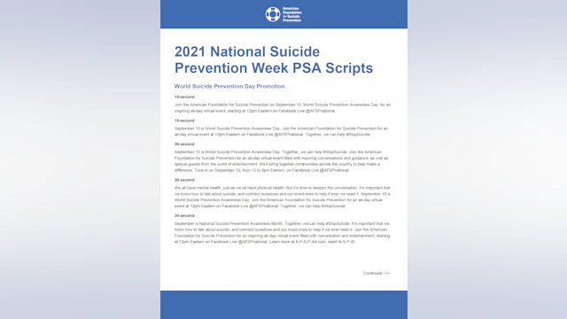 National Suicide Prevention Week PSA Scripts