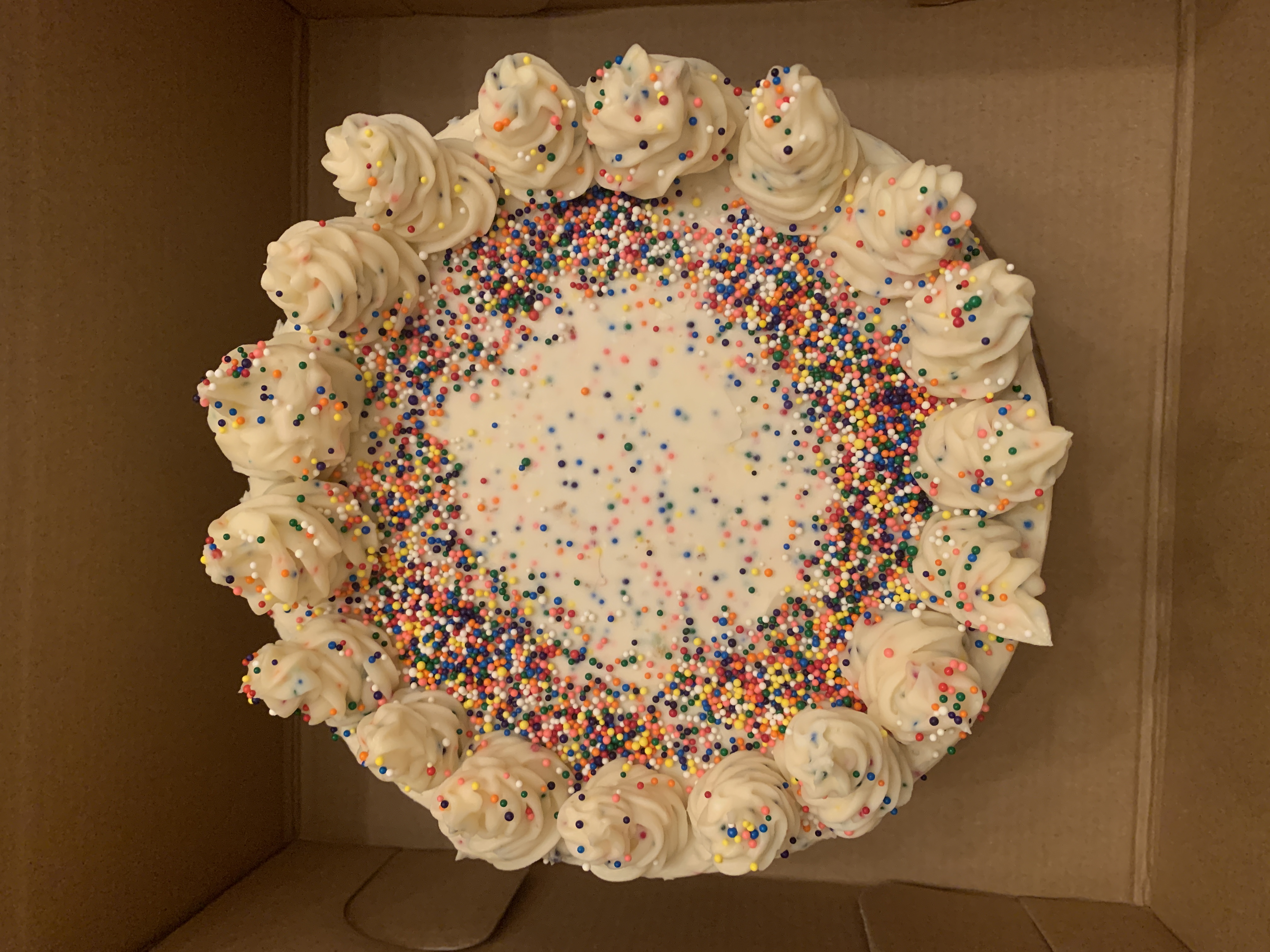 Pie topped with sprinkles