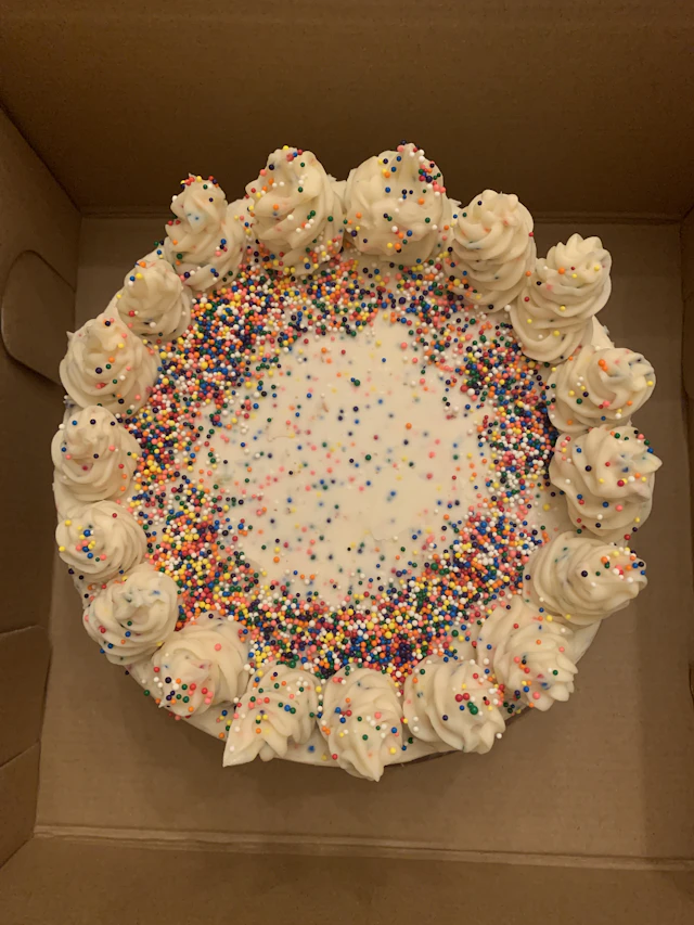 Pie topped with sprinkles