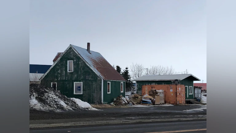 Houses covered in snow in Alaska