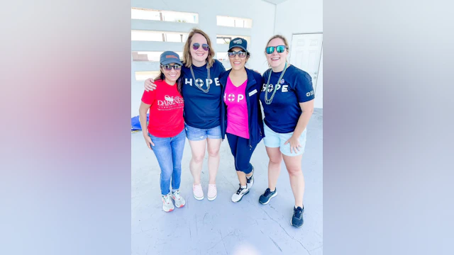 A group of walkers at the Hike for Hope event in Galveston, Texas
