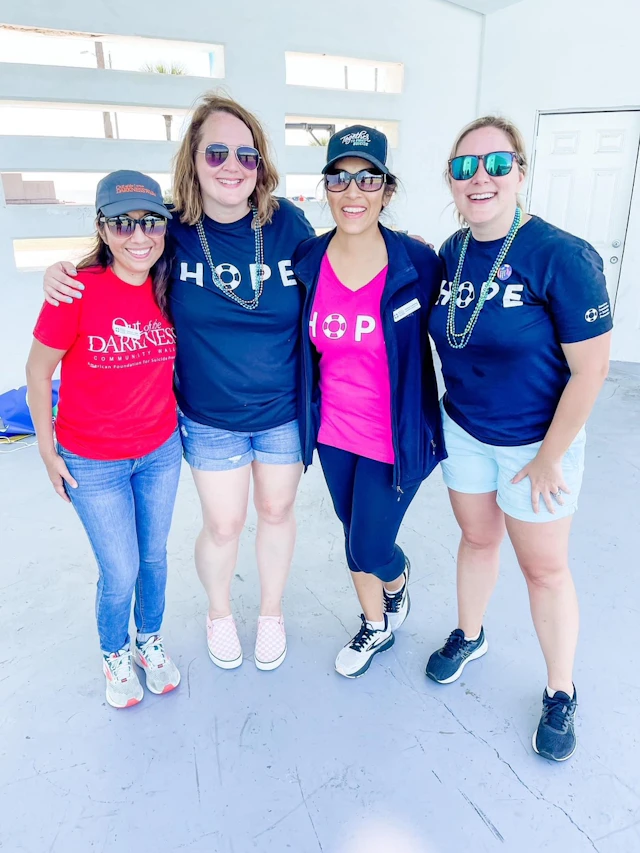 A group of walkers at the Hike for Hope event in Galveston, Texas