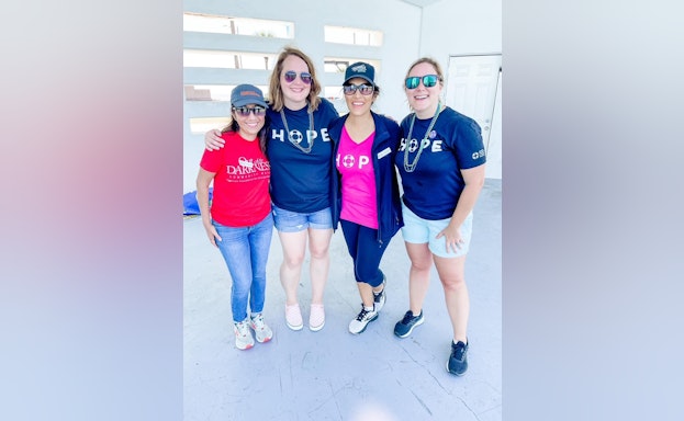 A group of walkers at the Hike for Hope event in Galveston, Texas