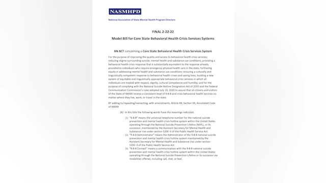 988 state model legislation
