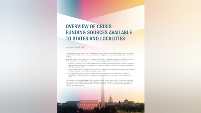 Overview of Crisis Funding Sources Available to States and Localities