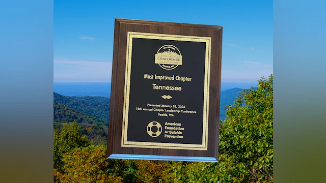 An award plaque that reads: Most Improved Chapter, Tennessee