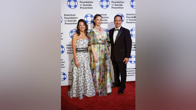 AFSP Chief Medical Officer Christine Yu Moutier, M.D., Ashley Judd and AFSP CEO Robert Gebbia are seen at the 34th Annual Lifesavers Gala on Thursday, May 4, 2023 in New York. (Jason Decrow/AP Images for American Foundation for Suicide Prevention)