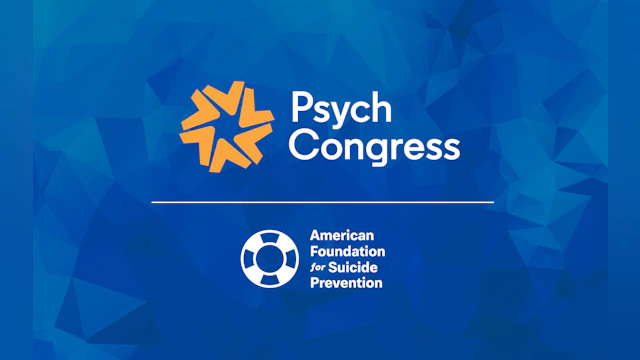 Graphic featuring the psych congress logo and the AFSP life ring