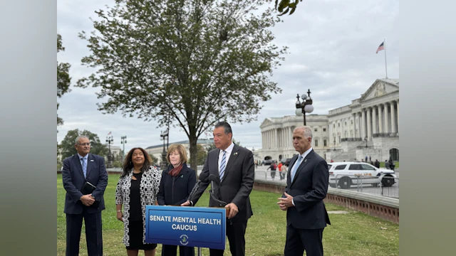 NAMI Chief Executive Officer Daniel H. Gillison, Jr., AFSP EVP and Chief Policy Officer, Laurel Stine and Senators Padilla, Tillis, Smith join mental health advocates to launch Senate Mental Health Caucus