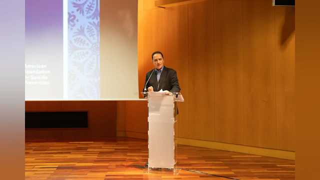 AFSP CEO Robert Gebbia deliever remarks at the International Summit on Suicide Research