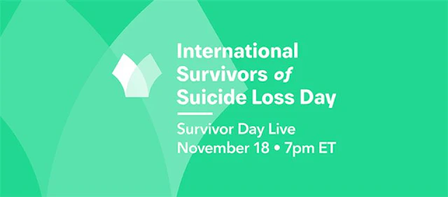 Seafoam green background behind white text that says, "International Survivors of Suicide Loss Day"