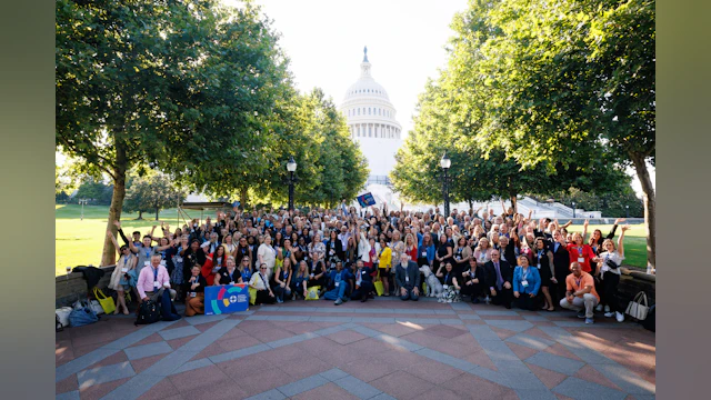 Crowd gathered in front of US capitol building