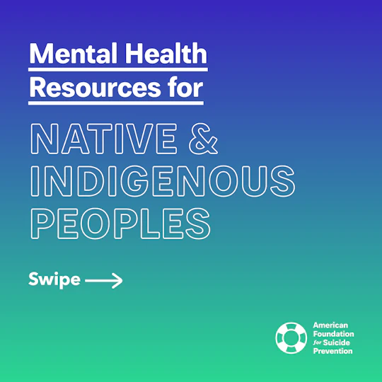 A social carousel detailing mental health resources for native & indienous peoples
