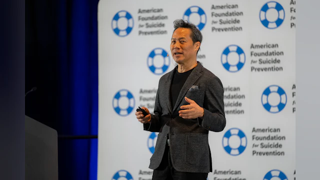 Speaker Richard Lui delivering a plenary session at AFSP's 2025 Chapter Leadership Conference.