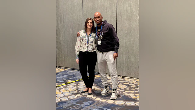 Chapter Leadership Council Members Ali Walker and Keon Lewis at the 2025 Chapter Leadership Conference.