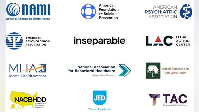 A grouping of mental health organization logos