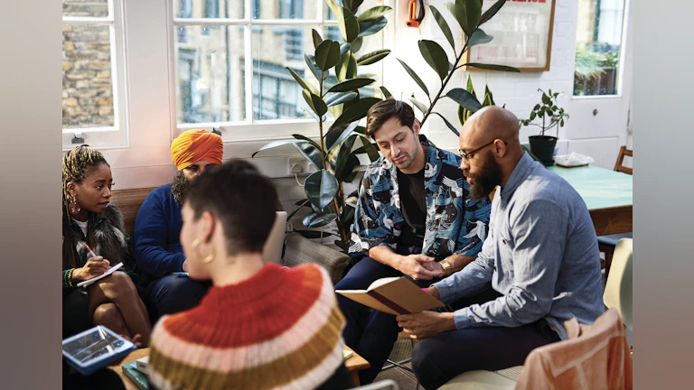 Small group discussion with friends
