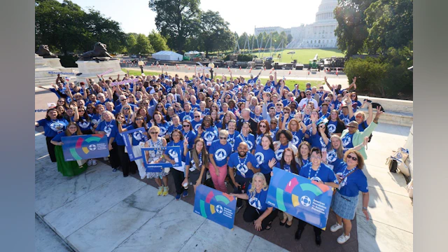 AFSP Volunteer Advocates pose in front of the Capitol Building for the 2025 Advocacy Forum.