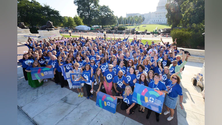 AFSP Volunteer Advocates pose in front of the Capitol Building for the 2025 Advocacy Forum.
