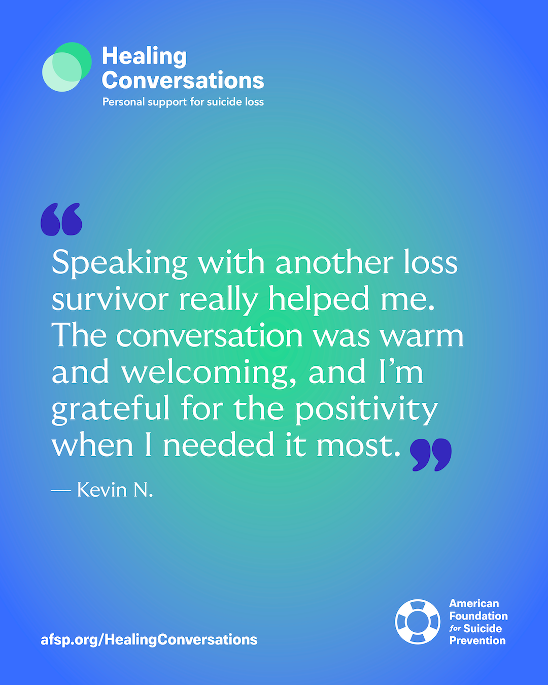 Speaking with another loss survivor really helped me. The conversation was warm and welcoming, and I'm grateful for the positivity when I needed it most.