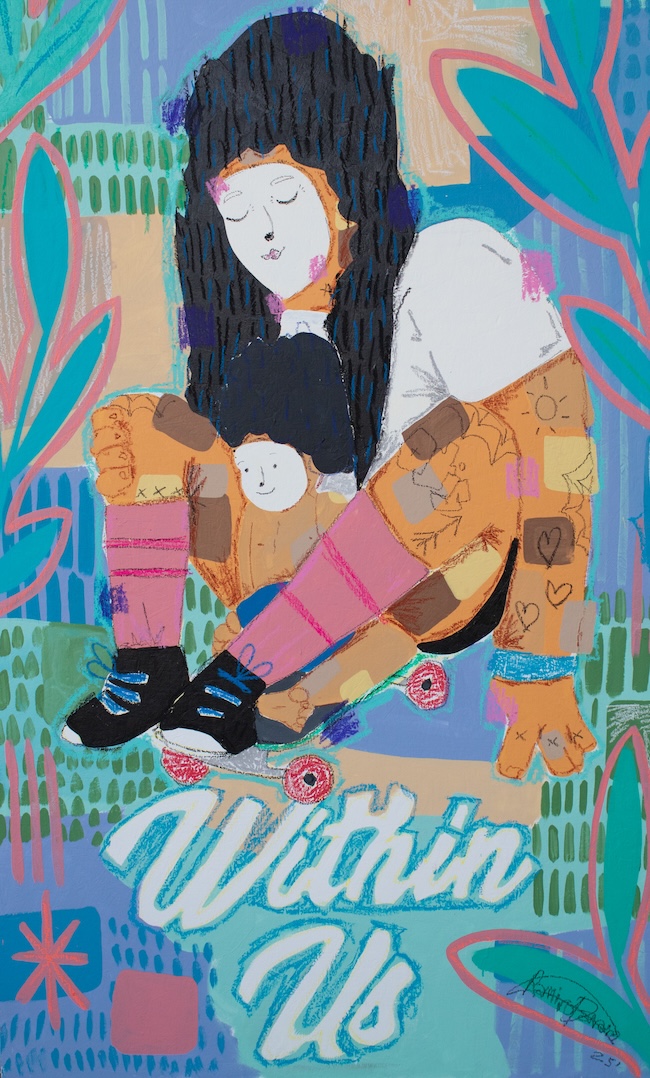 Photograph of the mural “patinando con mami” by Ramiro Davaro-Comas from Phase 2 of Within Us. Image provided by Albany Center Gallery.