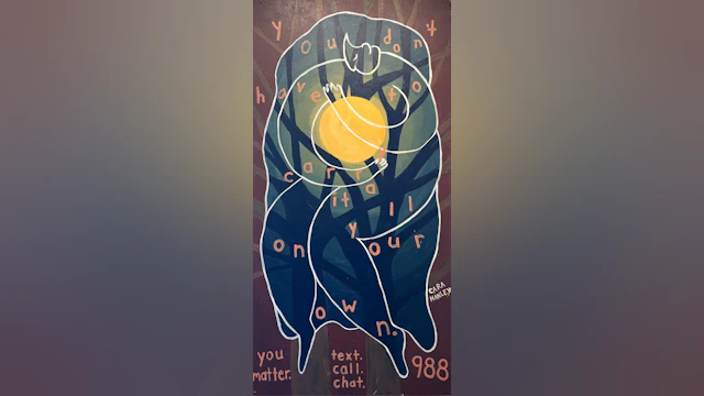 Photograph of the mural “You don’t have to carry it all on your own” by Cara Hanley from Phase 2 of Within Us. Image provided by Albany Center Gallery.