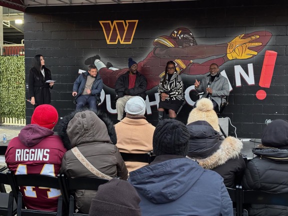 From left to right: Dr. Brook Choulet, M.D., RC of Southern Maryland and Youth Sports Volunteer/Coach David Cernikovsky, PsyD, Compass Maryland Board of Directors Member Brandon Lily, Denise Montgomery, LICSW, AFSP VP of Health Equity and Engagement Vic Armstrong