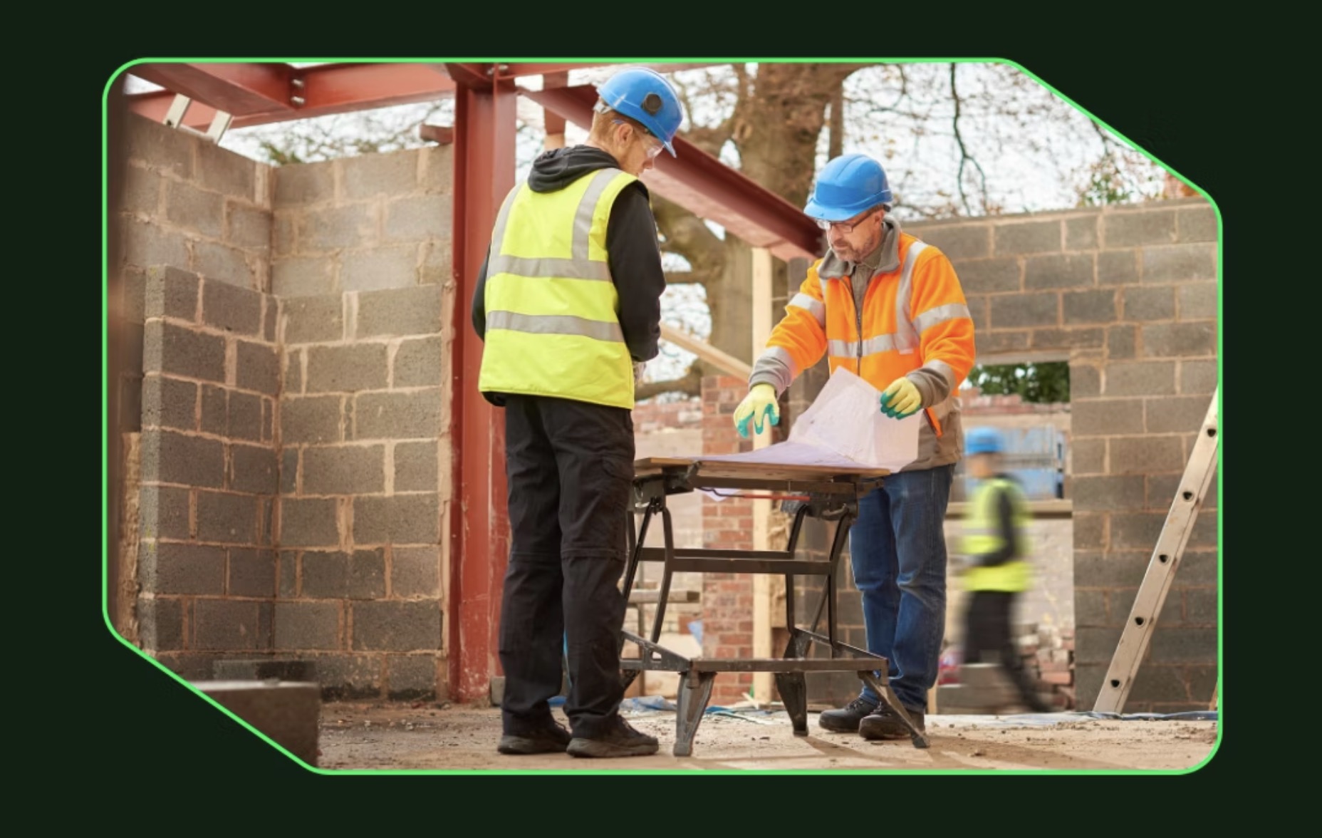 Two men on construction site