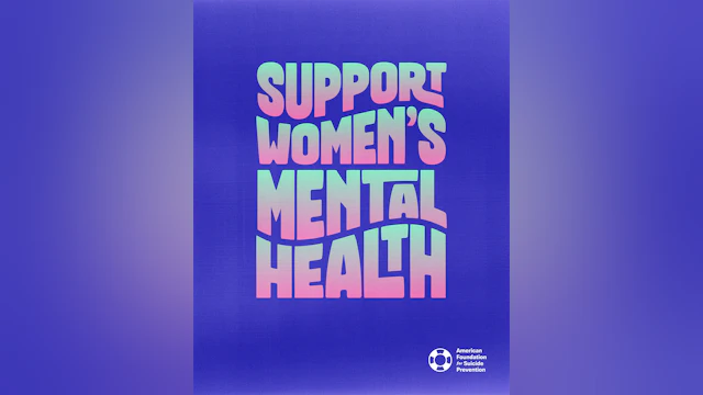 Graphic image that says "Support Women's Mentalth Health" in colorful, wavy block letters.