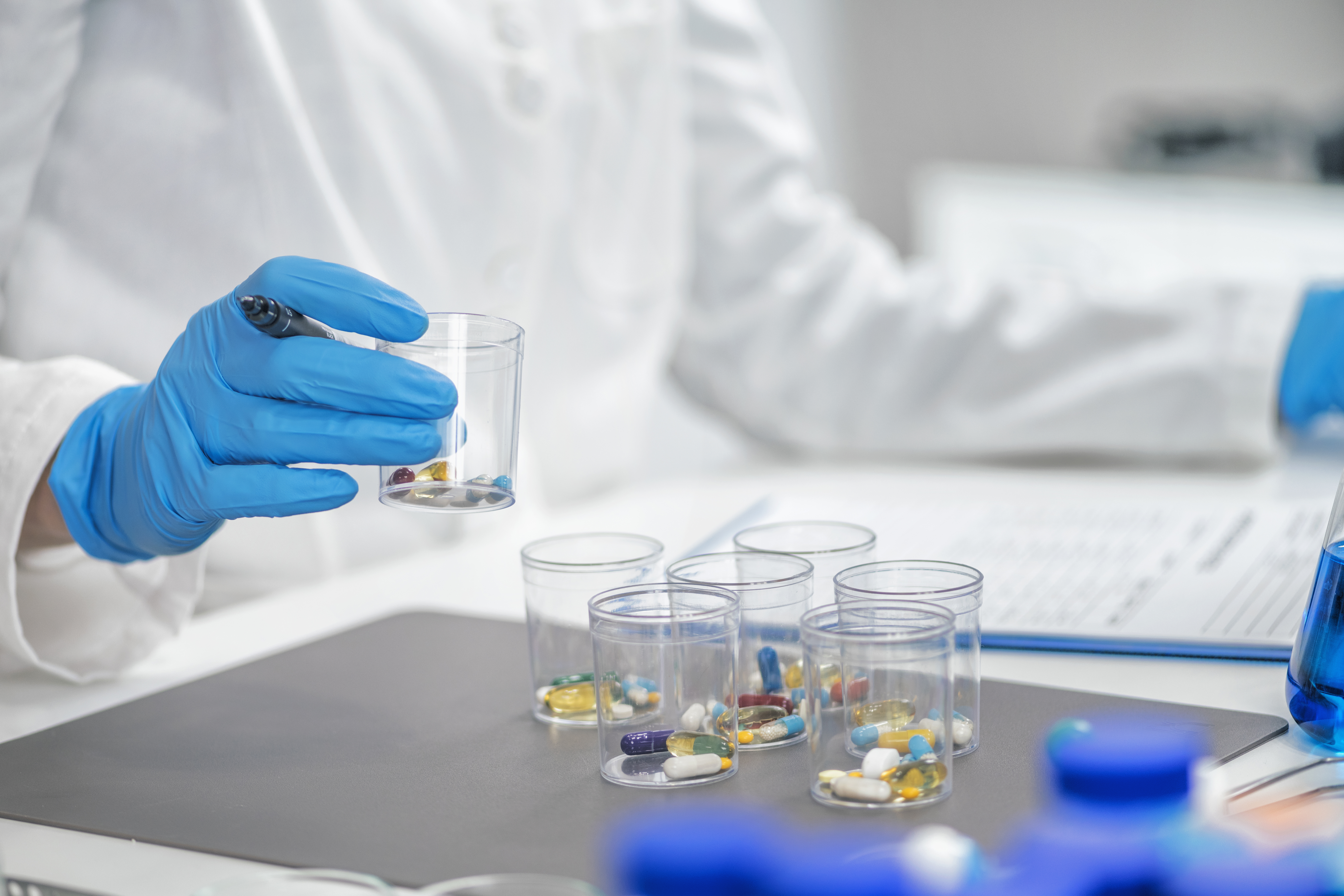 Researcher medication stock image