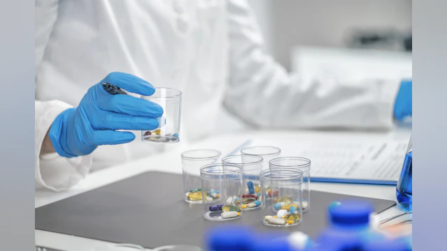 Researcher medication stock image