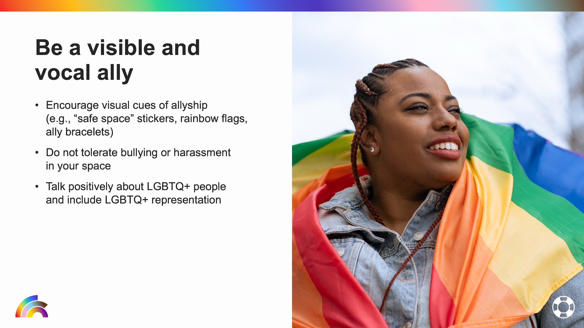 Be a visible and vocal ally slide