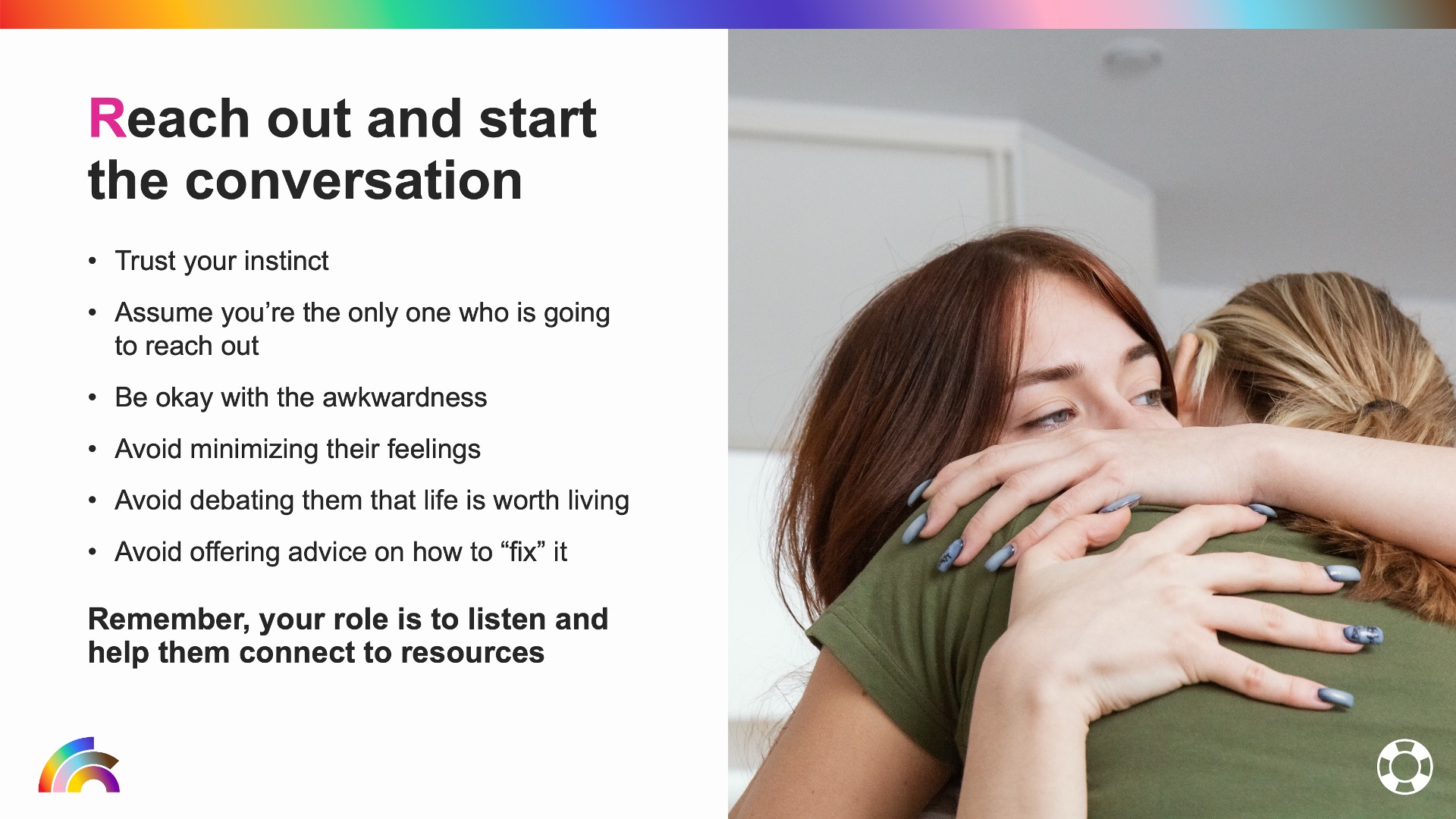 Reach out and start a conversation slide