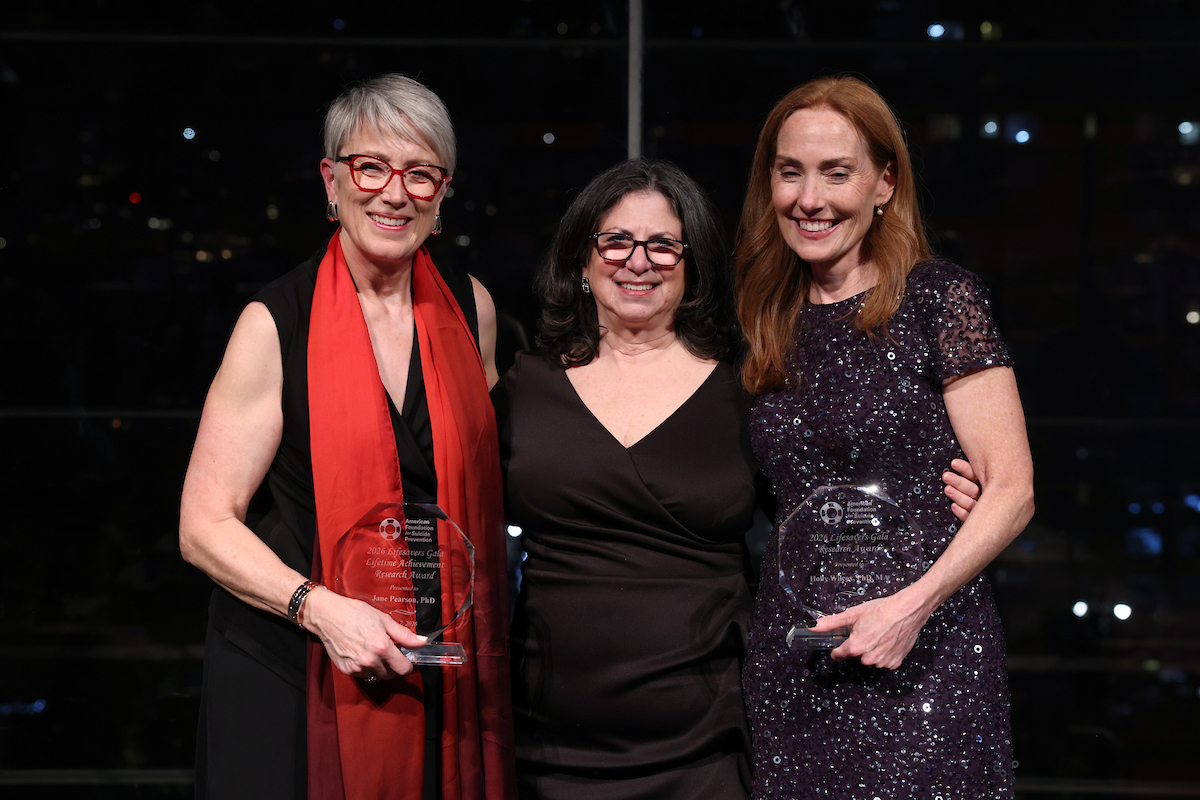 Left to right: Jane Pearson, AFSP SVP of Research Jill Harkavy-Friedman, Holly Wilcox