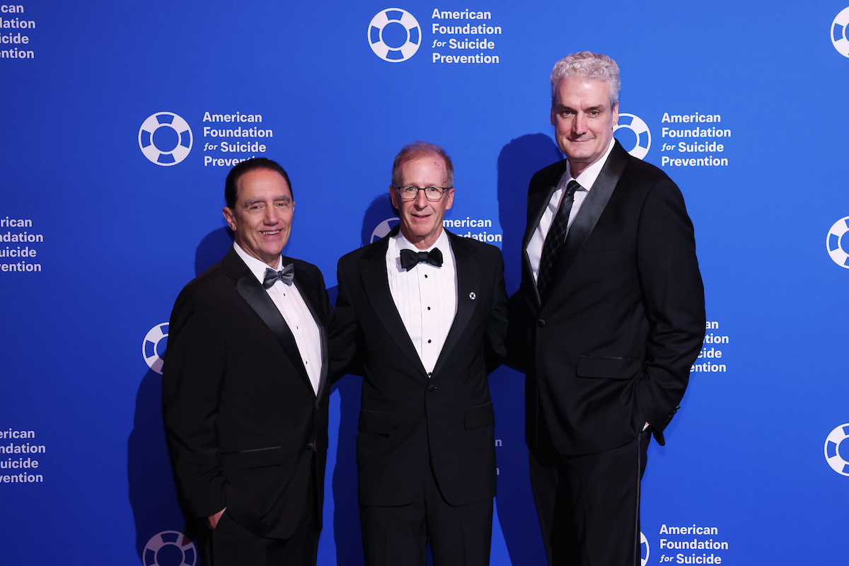 Left to right: Bob Gebbia, CEO, AFSP; Ray Paul Jr., board chair, AFSP; John MacPhee, CEO, The Jed Foundation