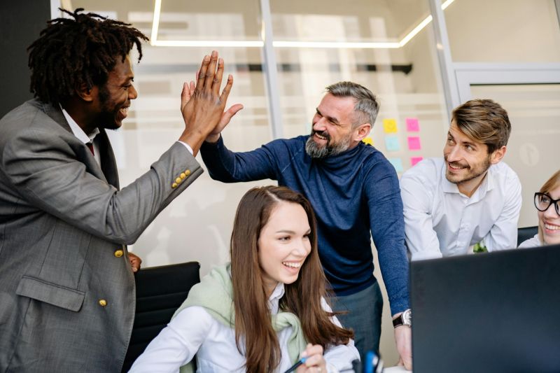 Employees celebrating
