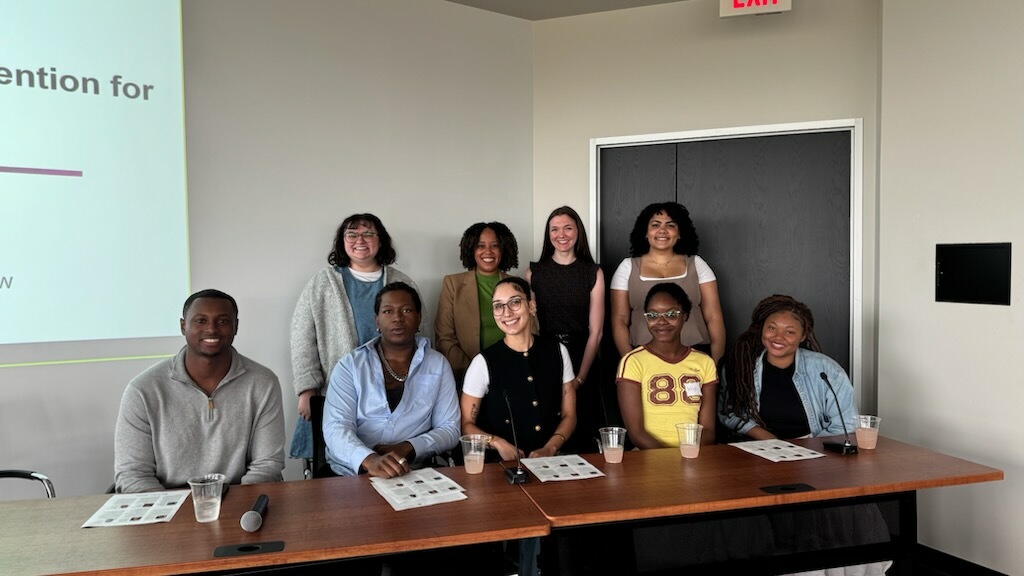 Dr. Sonyia Richardson, featured with members of the North Carolina Black Youth Advisory Board, presenting at the UNC clinical lecture series.